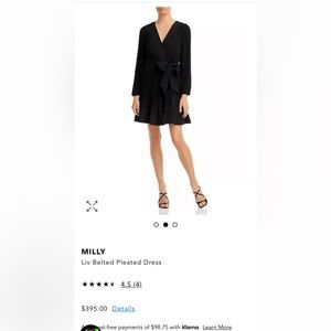 Like new Milly Liv black pleated dress size 12